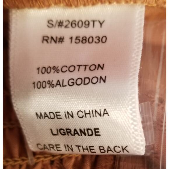 NWT - Love Tree - Burnt Orange Eyelet Peasant BOHO Crop Smocked Top Size L - Picture 7 of 8